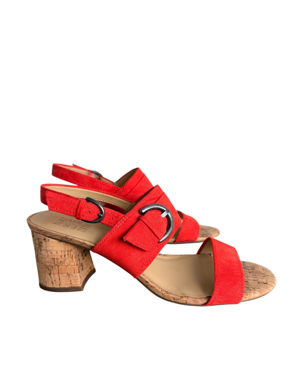 Naturalizer Kaylee Orange Suede Cork Block Heel Slingback Sandal Women's Size 9M